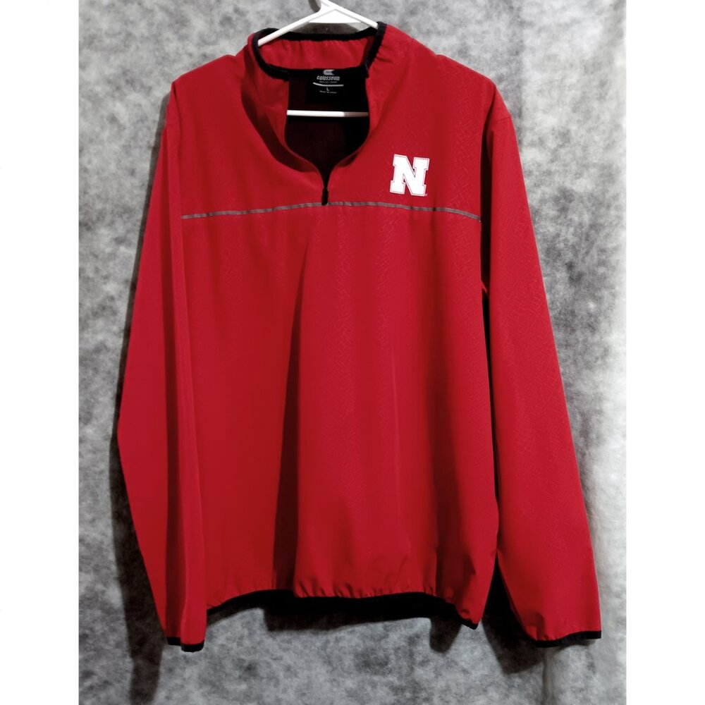 Nebraska Cornhuskers jacket windbreaker Sz L red patterned Colosseum